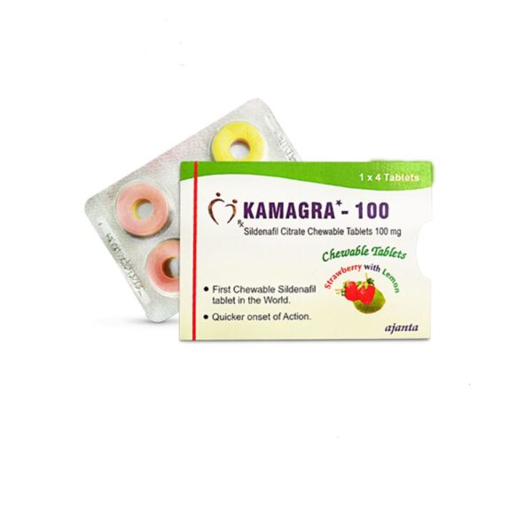 Kamagra 100 CT Φράουλα και Λεμόνι Κιτρικό Σιλδεναφίλη CT 1×4 Φαρμακείο EU