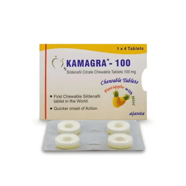 Kamagra 100 Κιτρικό Σιλδεναφίλη με Ανανά και Μέντα CT 1×4 Φαρμακείο EU