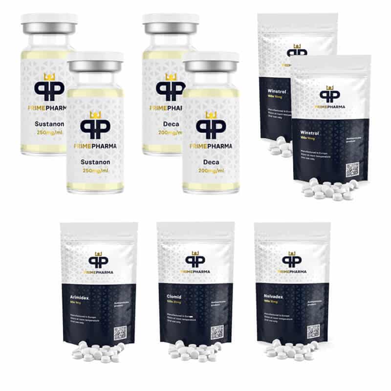 Συσκευασία άλιπης μάζας ORAL INJECT 8 εβδομάδες Sustanon Deca Winstrol Prime pharma